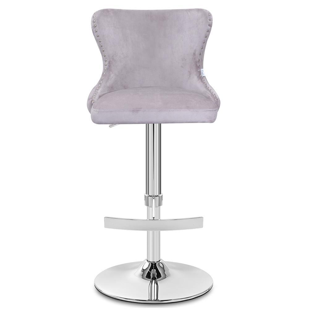 Isabel - Buttoned Velvet Stool - Lilac Grey 1