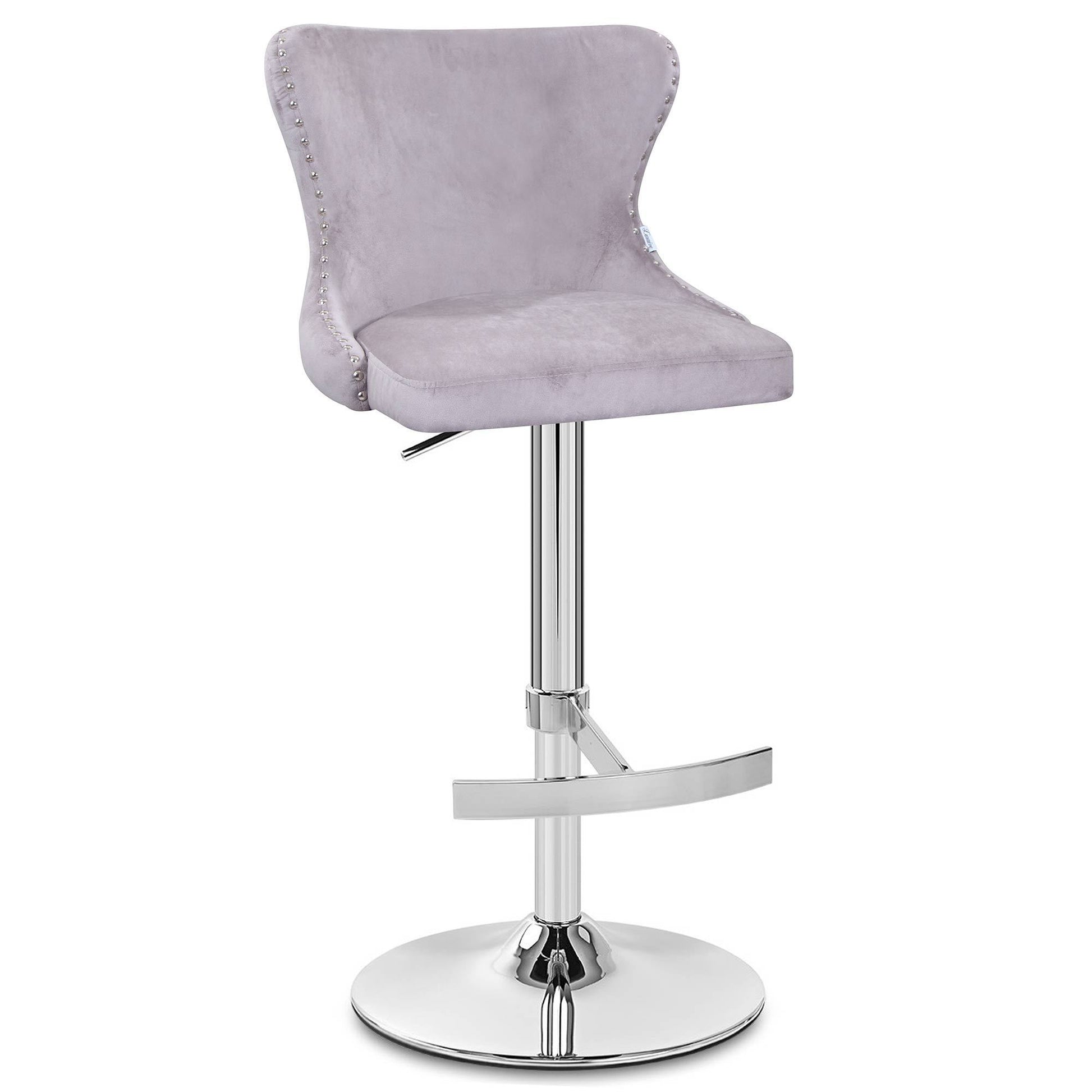 Isabel - Buttoned Velvet Stool - Lilac Grey 2