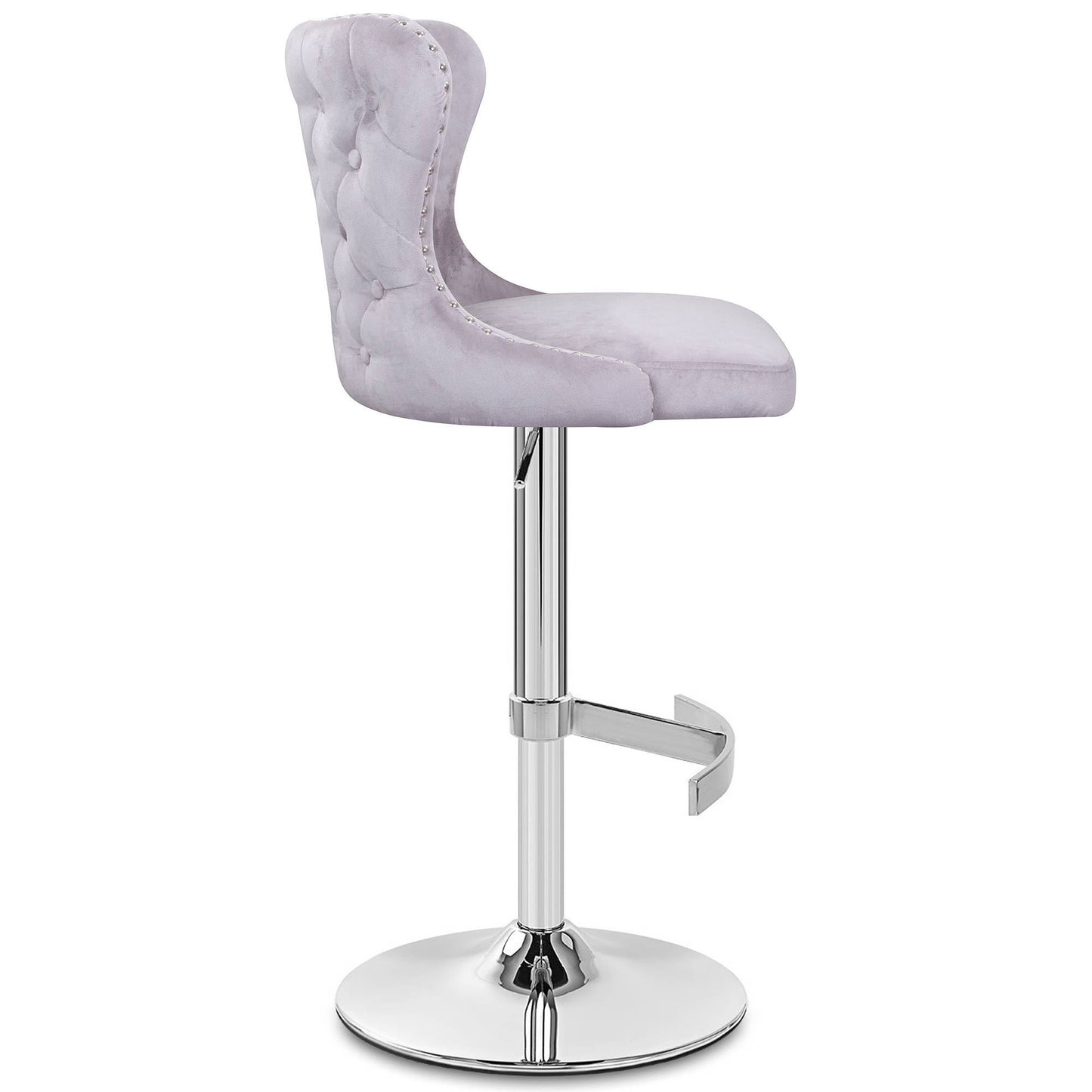 Isabel - Buttoned Velvet Stool - Lilac Grey 4