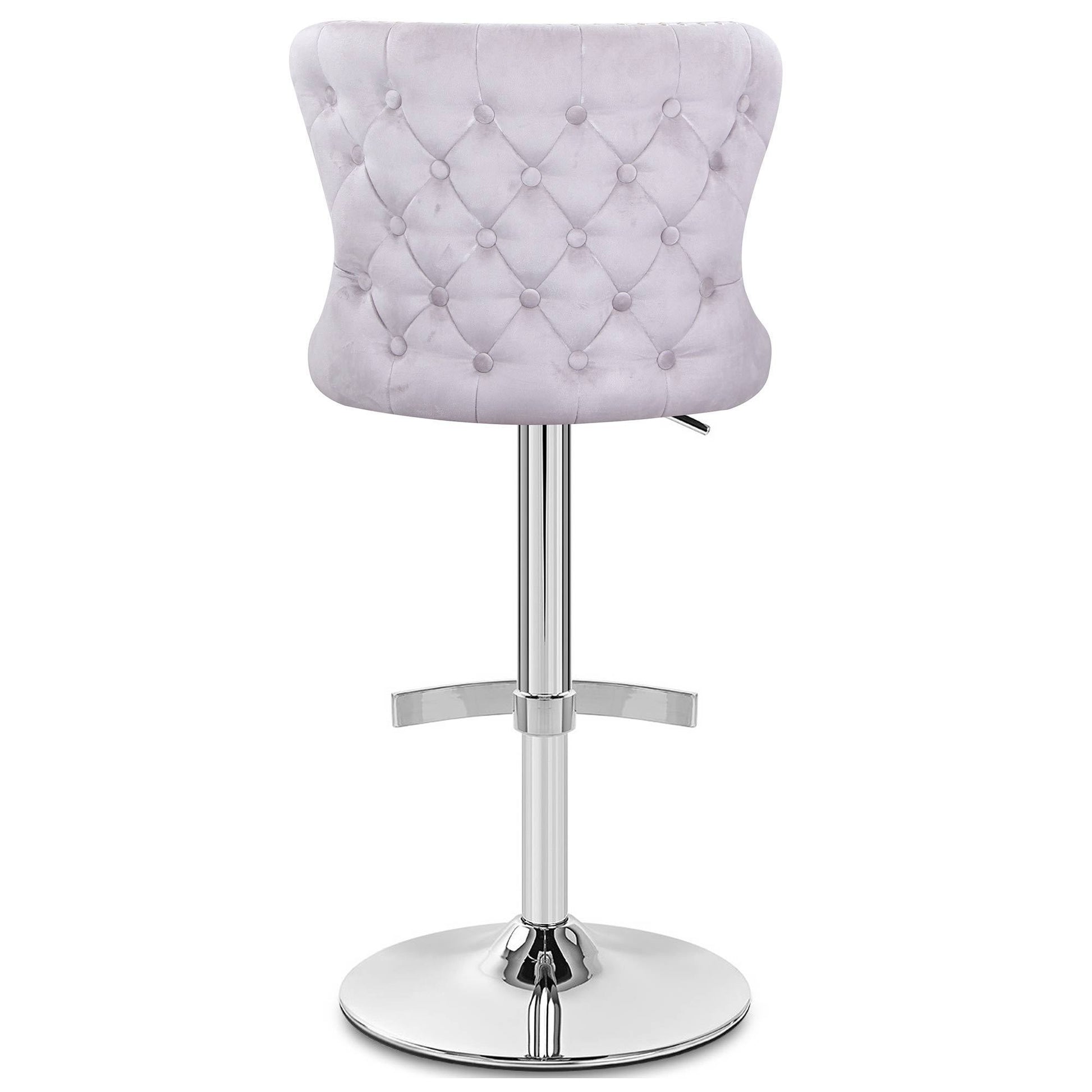 Isabel - Buttoned Velvet Stool - Lilac Grey 5