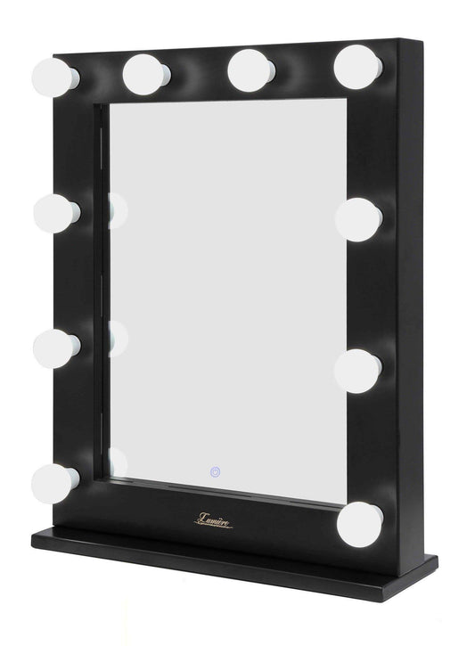 The Alessandra - Satin Black Glamour Makeup Mirror