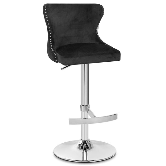 Isabel - Buttoned Velvet Stool - Black