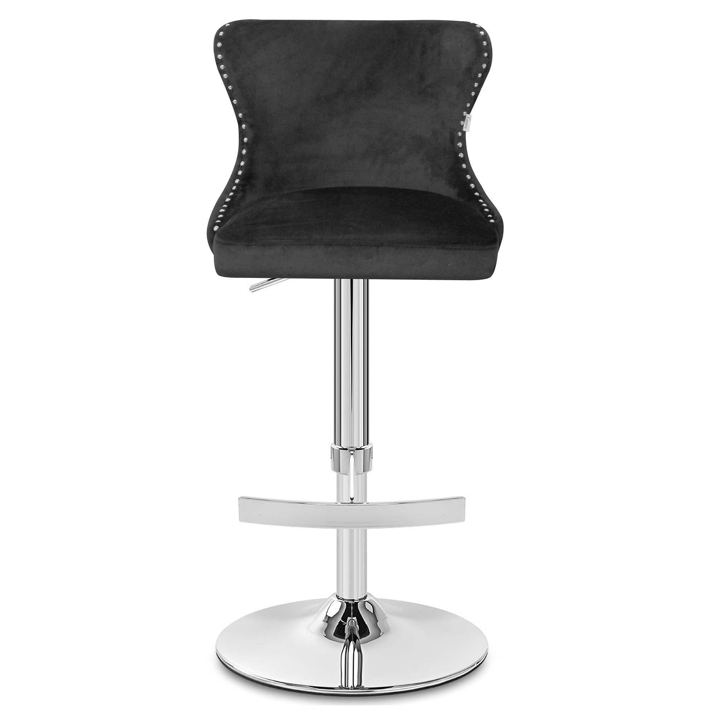 Isabel - Buttoned Velvet Stool - Black