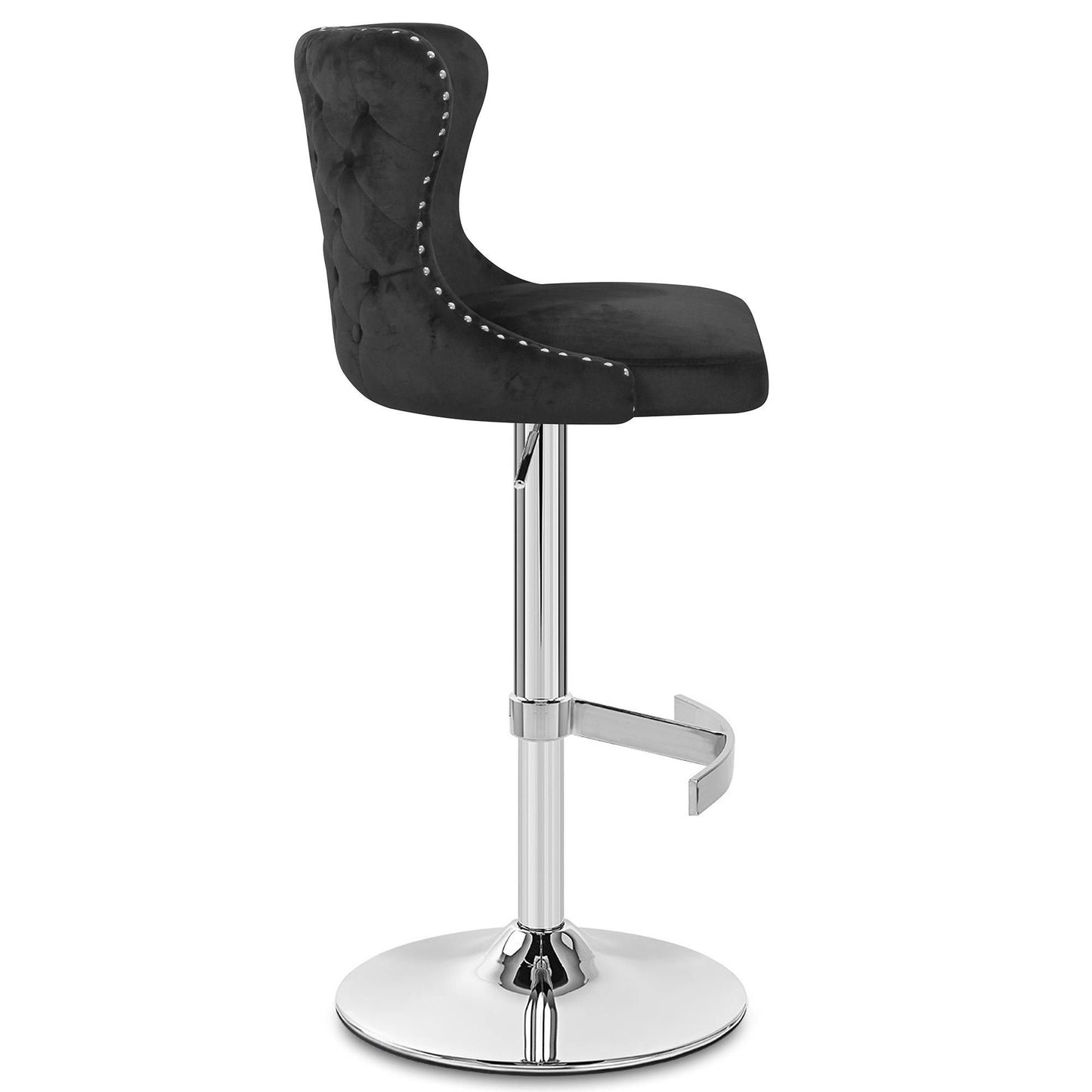 Isabel - Buttoned Velvet Stool - Black