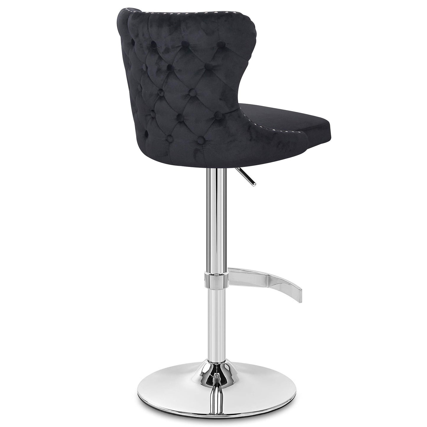 Isabel - Buttoned Velvet Stool - Black