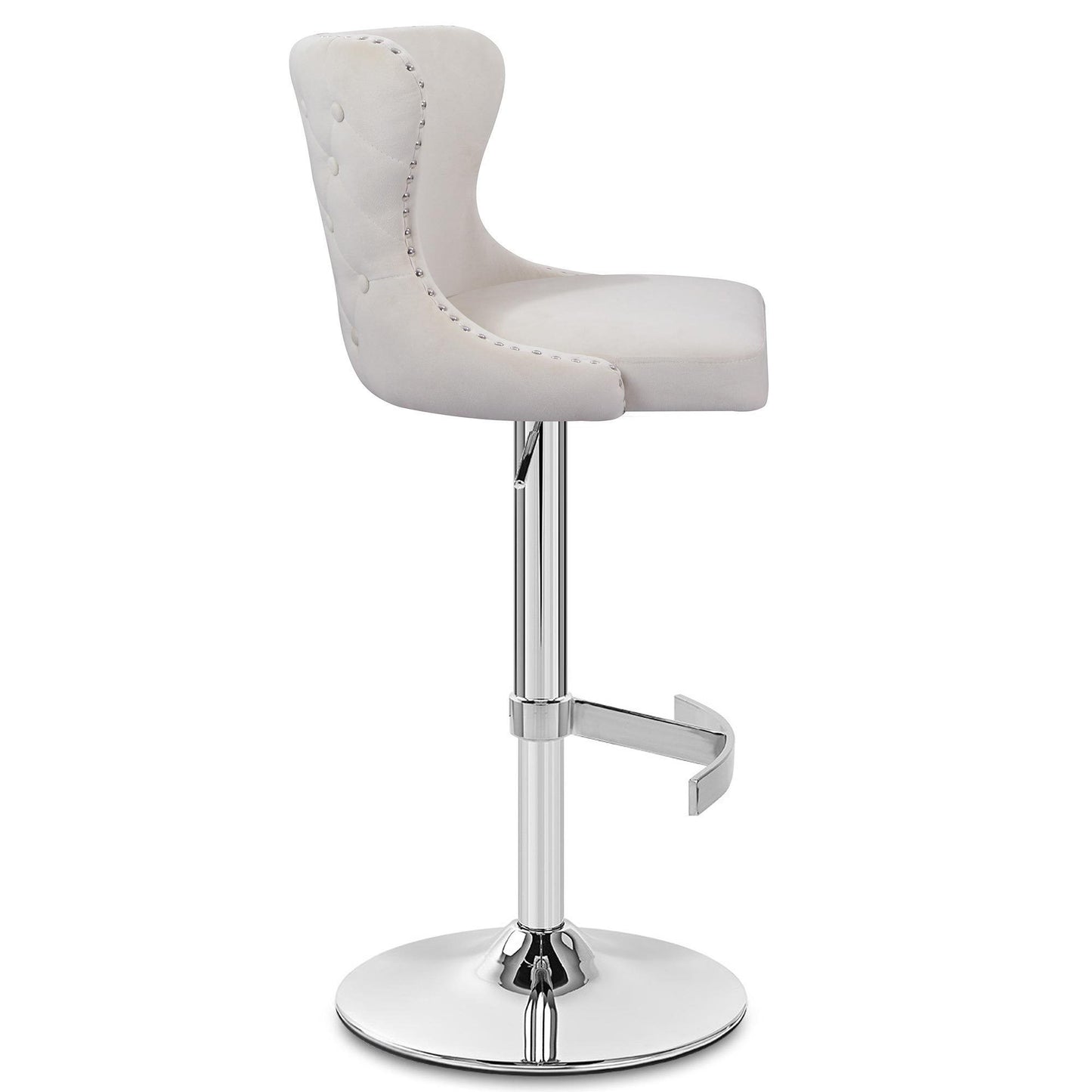 Isabel - Buttoned Velvet Stool - Ivory
