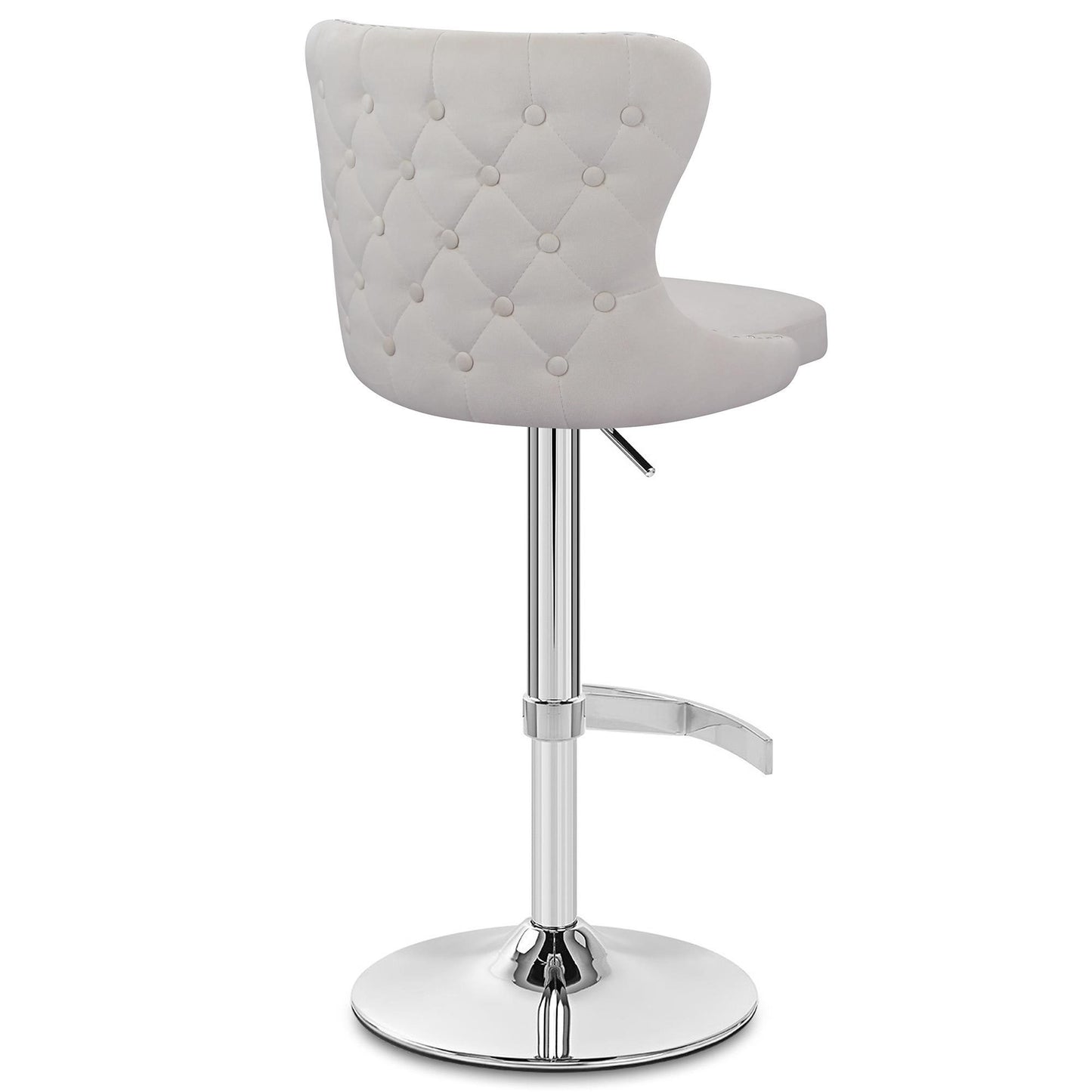 Isabel - Buttoned Velvet Stool - Ivory