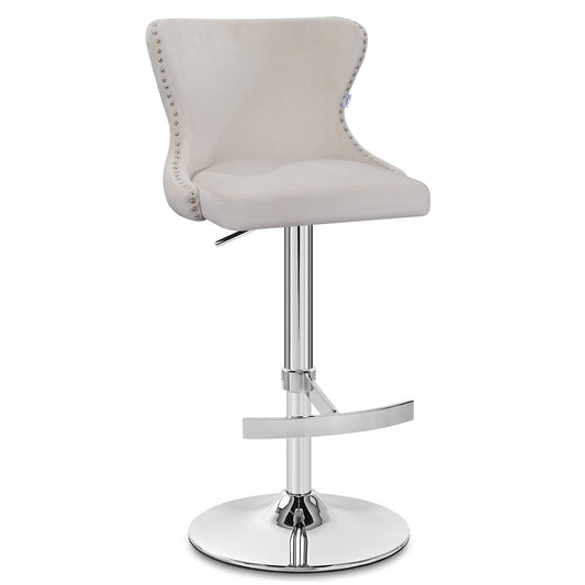 Isabel - Buttoned Velvet Stool - Ivory
