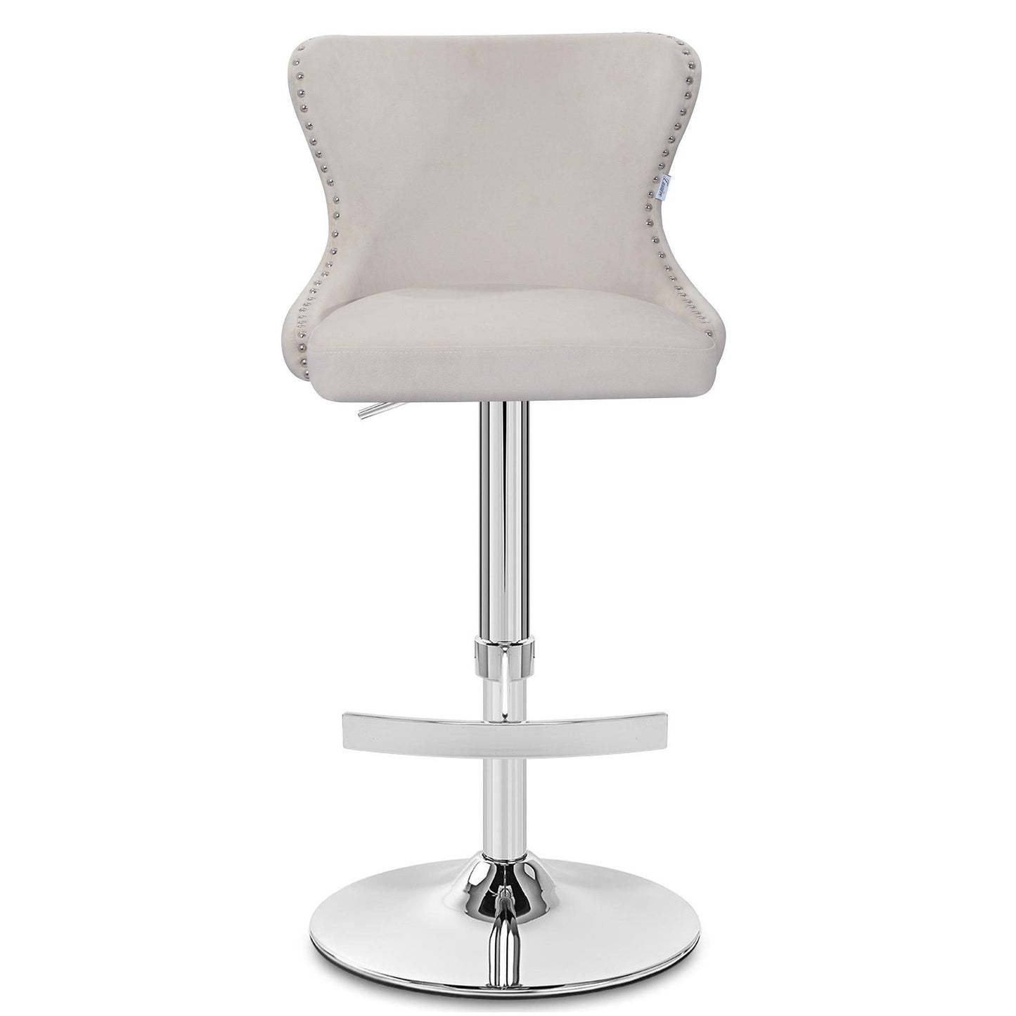 Isabel - Buttoned Velvet Stool - Ivory