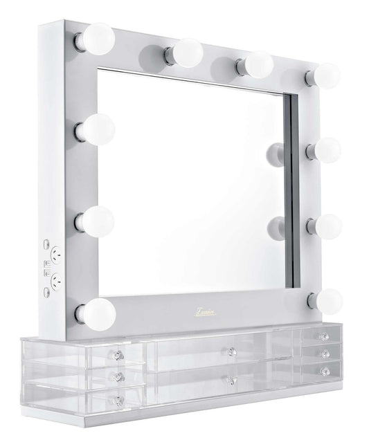 The Valentina - Glossy White Glamour Makeup Mirror - Glamour Makeup Mirrors 
 - 1