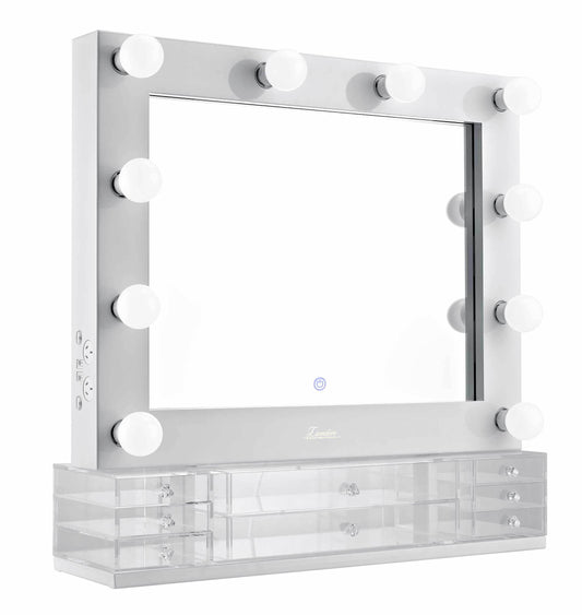 The Valentina - Glossy White Glamour Makeup Mirror