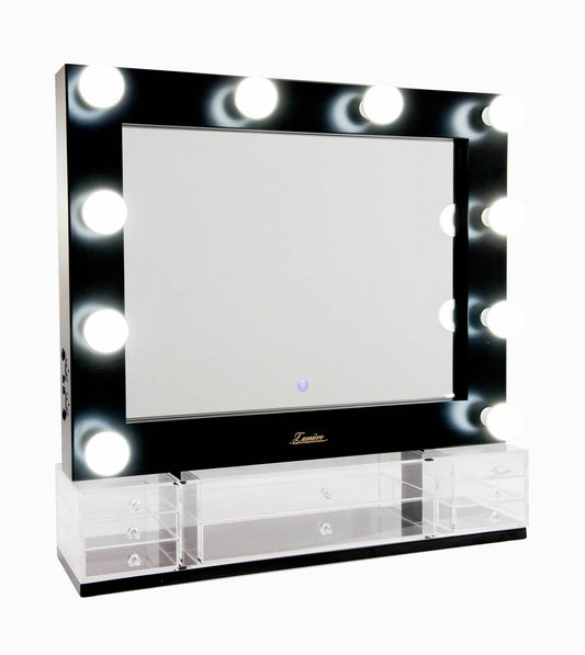 The Valentina - Satin Black Glamour Makeup Mirror