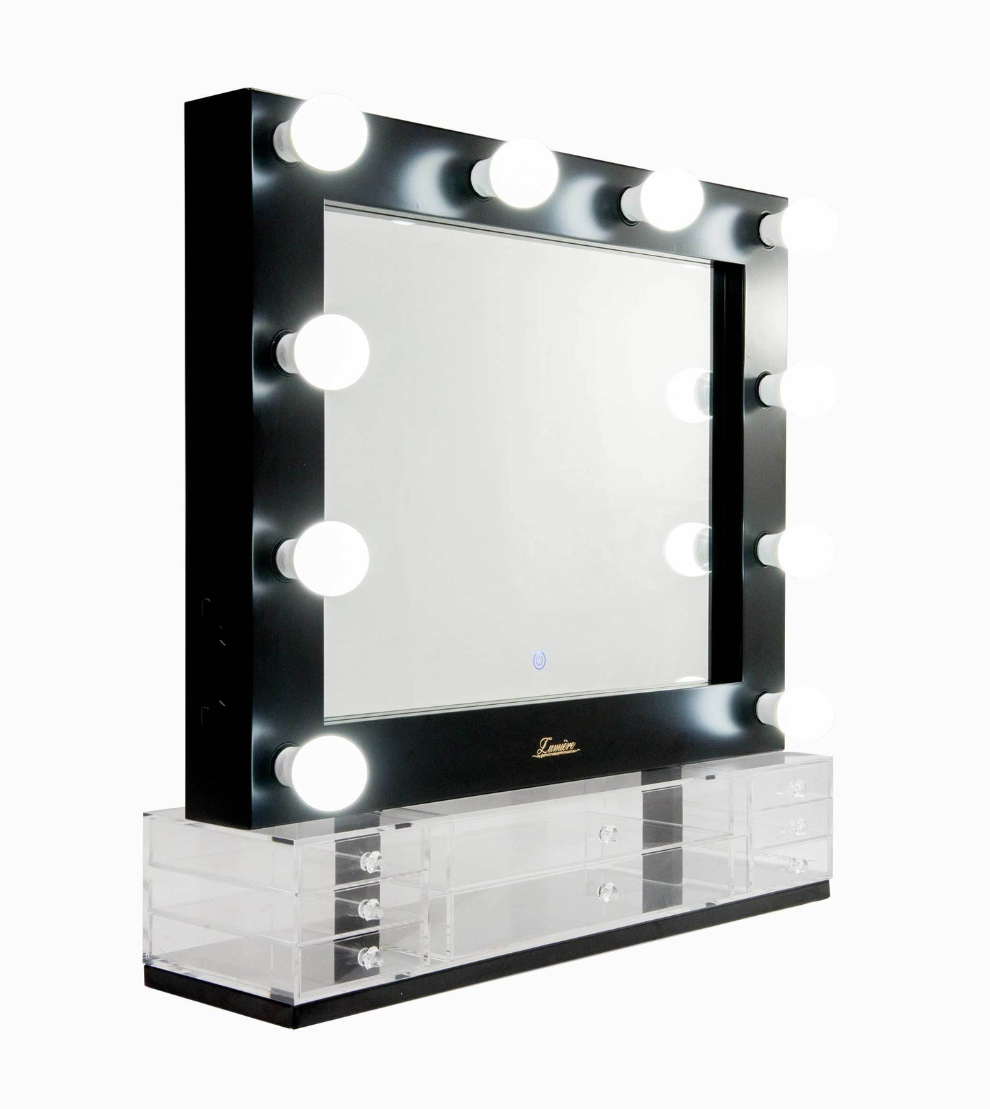 The Valentina - Satin Black Glamour Makeup Mirror