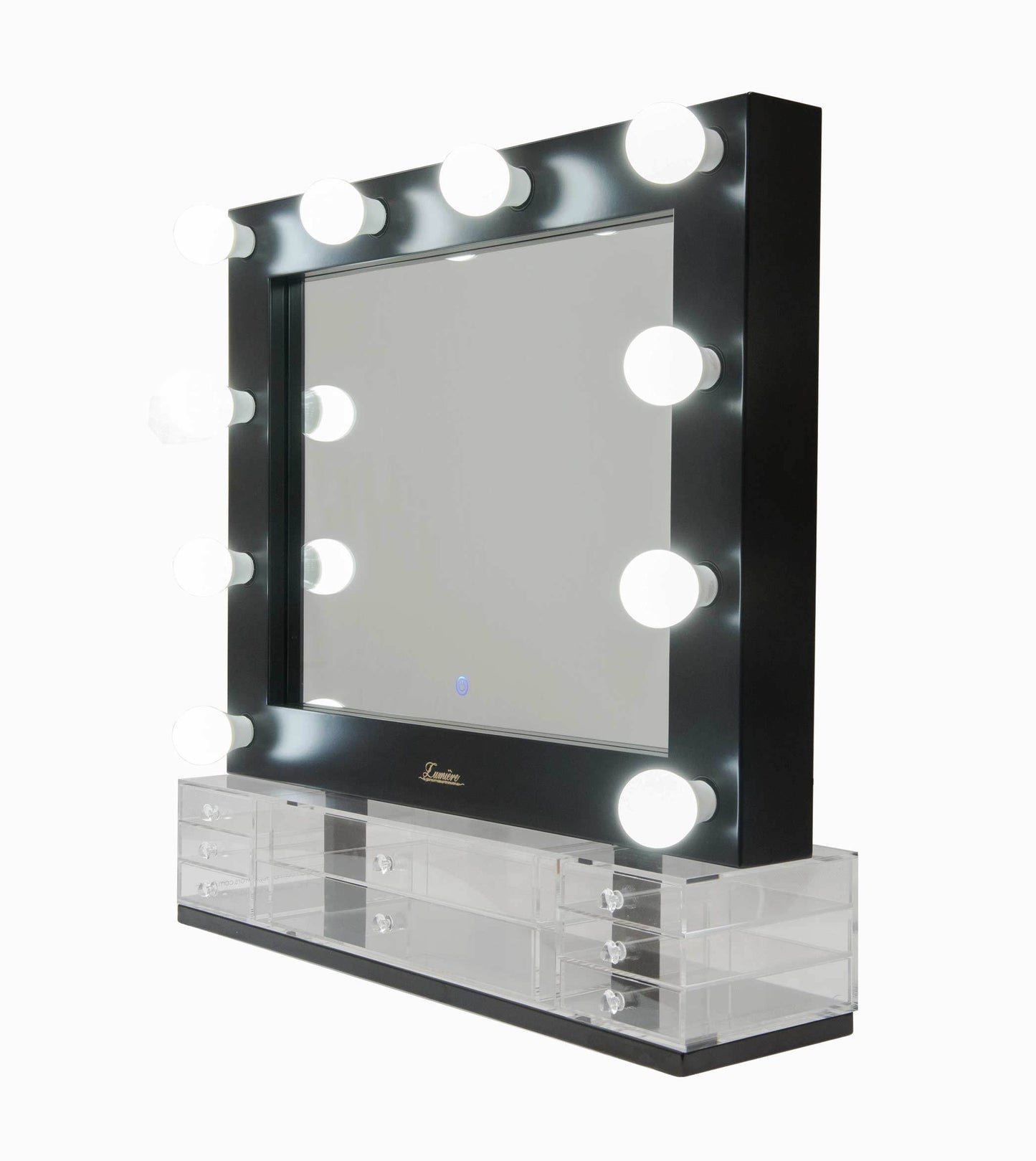 The Valentina - Satin Black Glamour Makeup Mirror